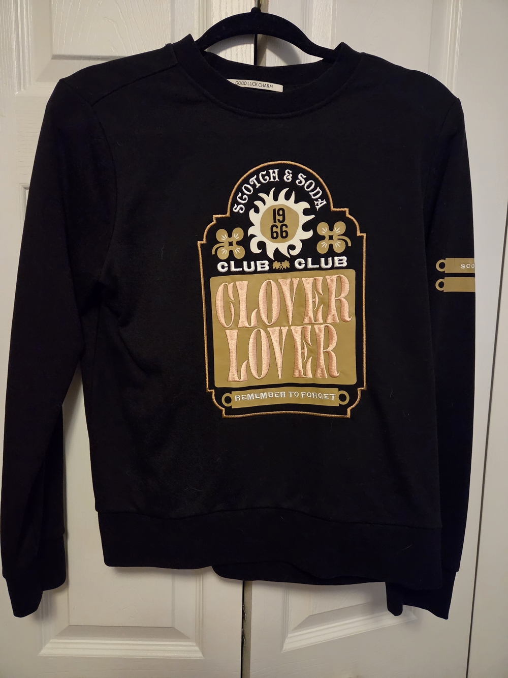 Scotch & Soda Black 'Clover Lover' Graphic Sweatshirt
